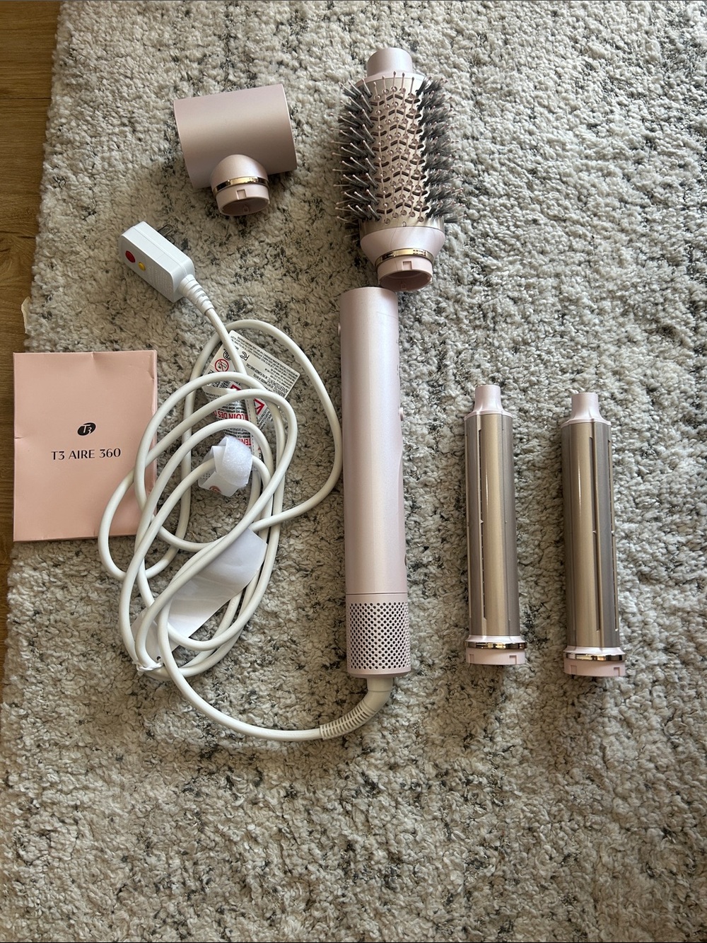 T3 Pink and Rose Gold 360 Hot Air Styler with Round Brush & Barrels